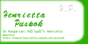 henrietta puspok business card